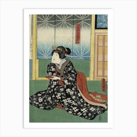 Actor In A Role Of Kogorō S Wife, Osen In The Play Na Ni Takashi Mariuta Jitsuroku By Utagawa Kunisada Art Print