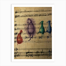 Birds On Music Sheet Art Print