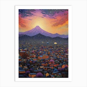 Tacoma Museum District Pointillism 10 Art Print