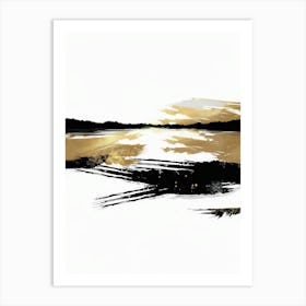 Gold And Black Abstract Painting 6 Art Print