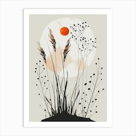 Moon And Reeds Art Print