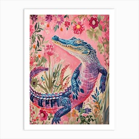 Floral Animal Painting Crocodile 4 Art Print