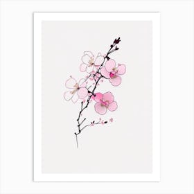 Cherry Blossom Floral Minimal Line Drawing 1 Flower Art Print