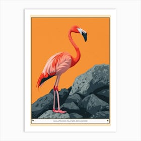 Greater Flamingo Galapagos Islands Ecuador Tropical Illustration 4 Poster Art Print