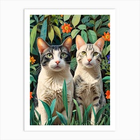 Two Cats In The Garden Art Print