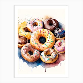 A Buffet Of Donuts Cute Neon 5 Art Print