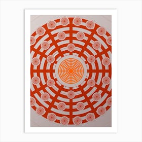 Geometric Abstract Glyph Circle Array in Tomato Red n.0203 Art Print