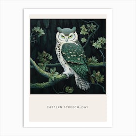 Ohara Koson Inspired Bird Painting Eastern Screech Owl 4 Poster Art Print