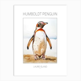 Humboldt Penguin Laurie Island Watercolour Painting 1 Poster Art Print