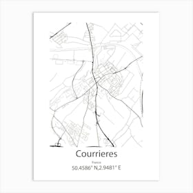 Courrieres,France Minimalist Map Art Print