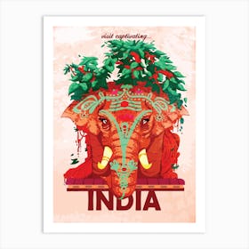 Captivating India, Red Elephant Art Print