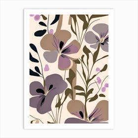 Wild Petunia Wildflower Modern Muted Colours 1 Art Print