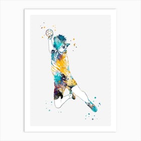 Handball Player Boy Hits The Ball Art Print