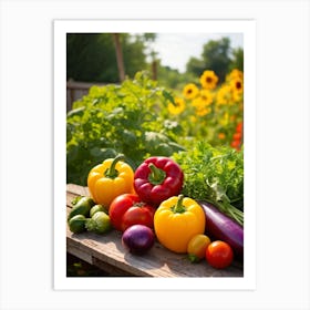 Assorted Vegetables Straight From The Garden Rich In Color And Variety Including Vibrant Red Tomat (5) Art Print