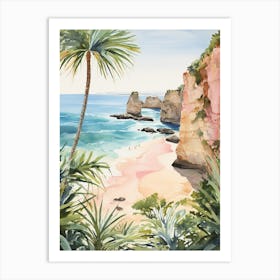 Watercolor Painting Of Praia Dona Ana, Lagos Portugal 4 Art Print