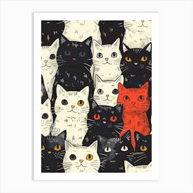 Perfectly Repeatable Artwork With Cute Cat Faces 07 Art Print