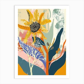 Colourful Flower Illustration Sunflower 2 Art Print