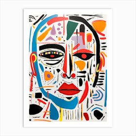 Colourful Gouache Inspired Face 1 Art Print