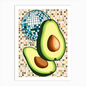 Avocado And Disco Ball 2 Art Print