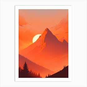 Misty Mountains Vertical Composition In Orange Tone 376 Art Print