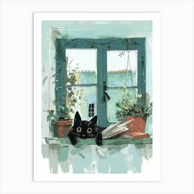 Cat On The Window Sill 5 Art Print