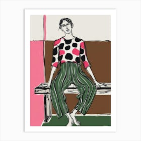 Woman Sitting On Bench 1 Art Print