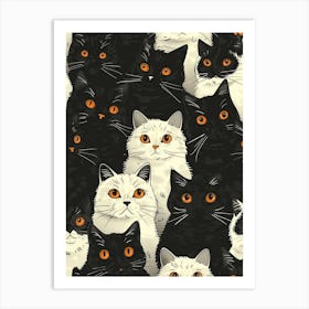 Perfectly Repeatable Artwork With Cute Cat Faces 47 Art Print