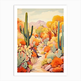 Desert Botanical Garden, Usa In Autumn Fall Illustration 1 Art Print