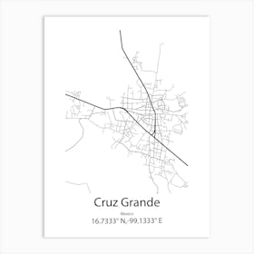 Cruz Grande,Mexico Minimalist Map Art Print