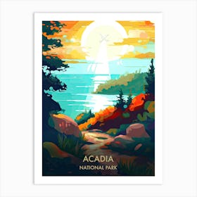 Acadia National Park Travel Poster Illustration Style 8 Art Print