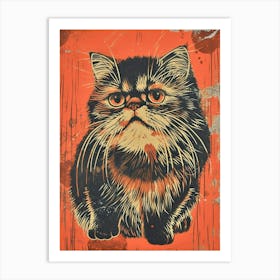 Himalayan Cat Relief Illustration 2 Art Print