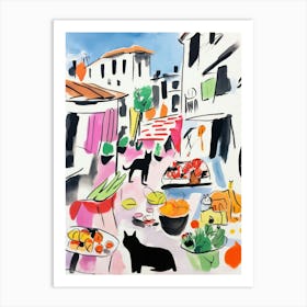 The Food Market In Vienna 1 Illustration Art Print