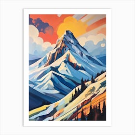 Mount Elbrus Russia 2 Mountain Painting Art Print
