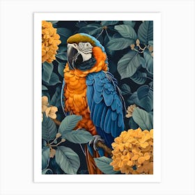 Parrot Painting Inspired By William Morris Art Print