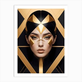 Geometric Woman Portrait Luxury Gold (19) Art Print