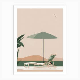 Beach Chair And Umbrella Art Print