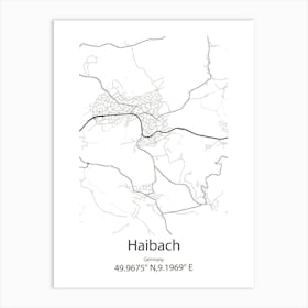 Haibach,Germany Minimalist Map Art Print