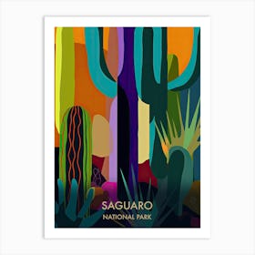 Saguaro National Park Travel Poster Matisse Style 3 Art Print