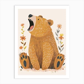 Brown Bear Growling Storybook Illustration 4 Art Print