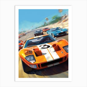 Ford Gt Retro Racing Car 1 Art Print