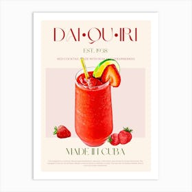 Strawberry Daiquiri Cocktail Mid Century Art Print