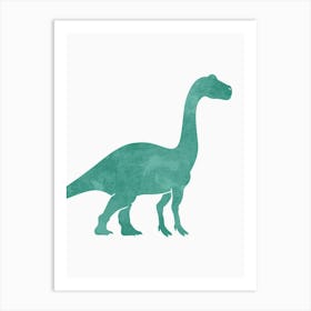 Teal Dinosaur Silhouette 3 Art Print