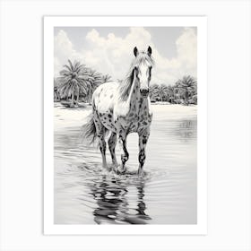 A Horse Oil Painting In Grace Bay Beach, Turks And Caicos Islands, Portrait 2 Art Print