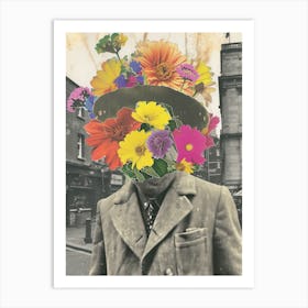 Dublin   Floral Retro Collage Style 3 Art Print