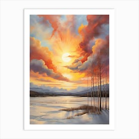 Sunset Over The Lake 1 Art Print