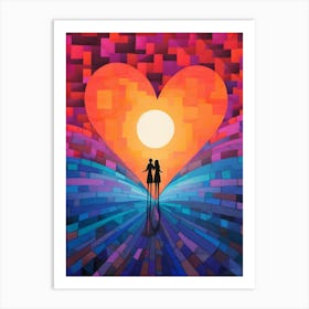 Rainbow Swirl Heart Sunset Silhouette 5 Art Print