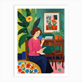 Woman Reading A Book Art Print