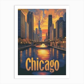 Aihrgdesign A Mid Century Modern Travel Poster For Chicago 2 Art Print