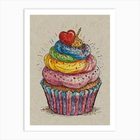 Rainbow Cupcake Art Print