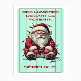 Affiche Père Noël fâché menthe rouge Art Print